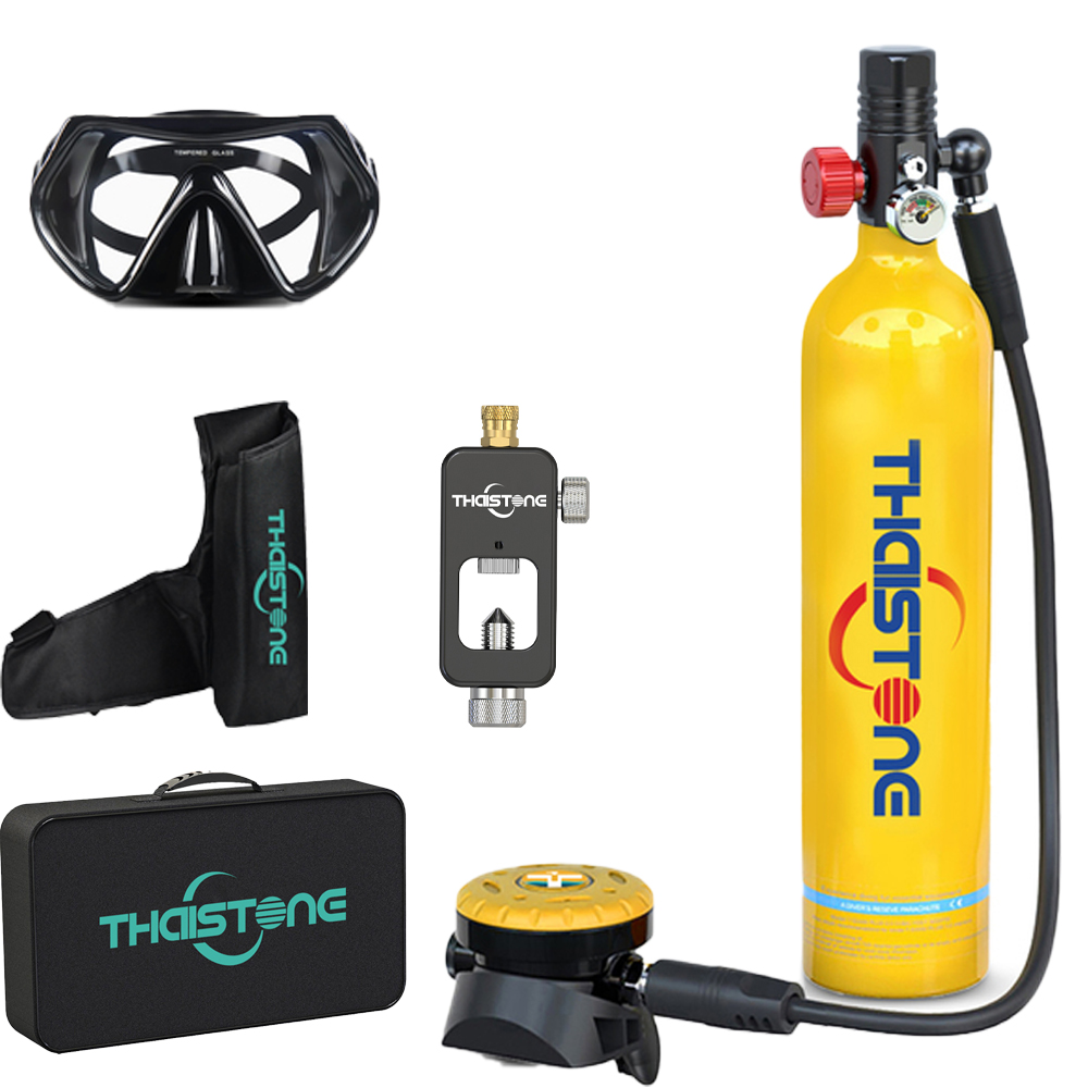 Marine Aquarium Equipment - THAISTONE-1L ポータブルスキューバダイビングタンク 水中酸素ボンベ プロ仕様ダイビング機器 アダプター付き、15～25分使用可能