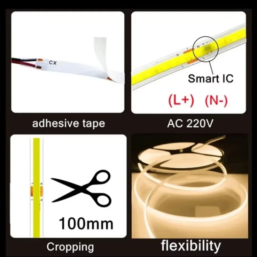 10～0.5M 220V COB LEDストリップ フレキシ - Actinic Blue Led のレビューと価格