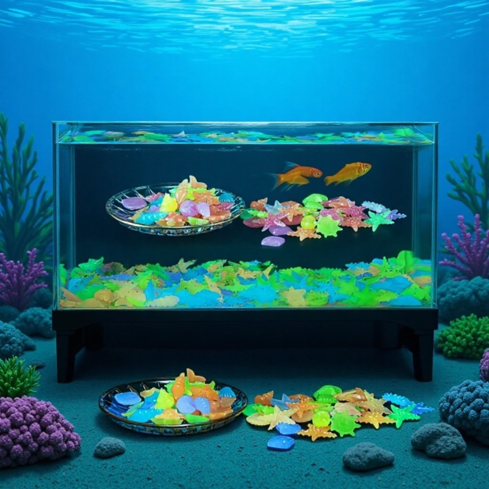 光る発光海洋石、蛍光貝殻、カラフルなヒトデ、水槽の景観装飾用 - Aquarium Marine Plants のレビューと価格