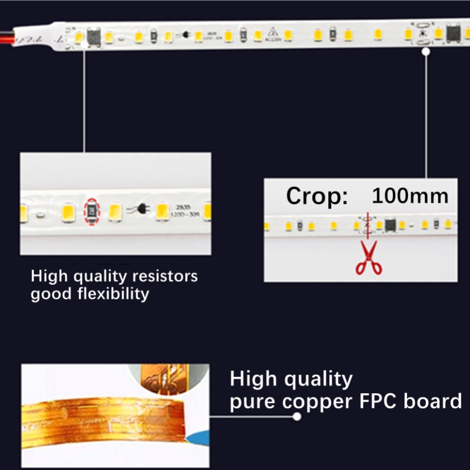 220V LED ストリップ 2835 120LEDs/m  - Actinic Blue Led のレビューと価格