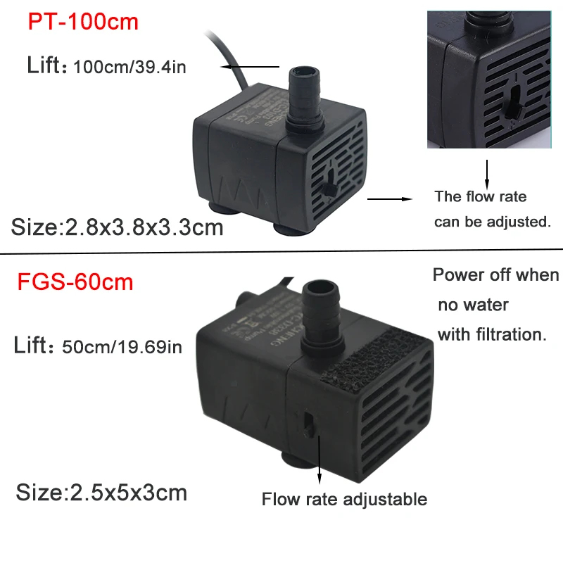 USB水槽用水中ポンプ、5V 5Wミニ調整可能流量フィルター - Marine Aquarium Equipment のレビューと価格