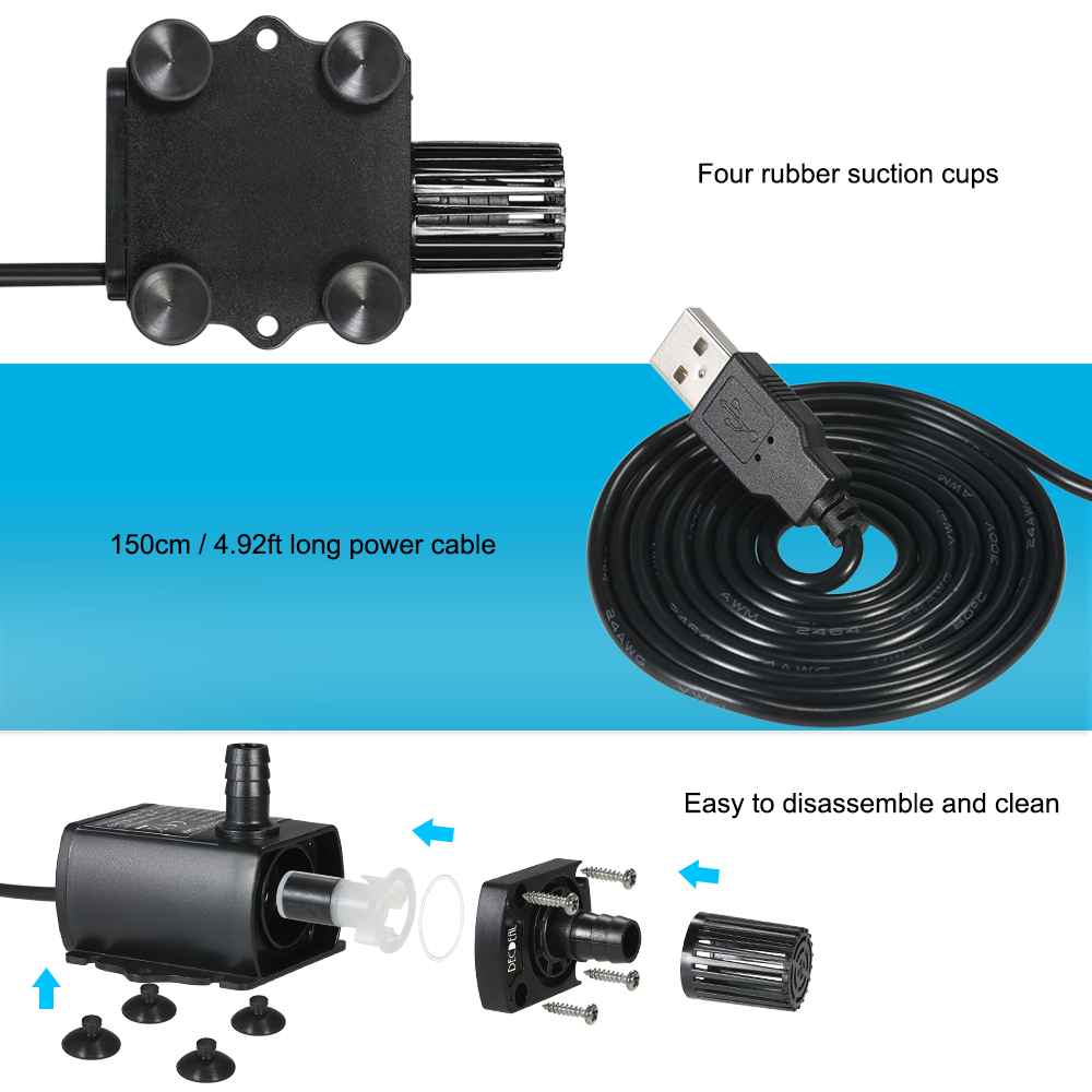 USB DC5V 4.8 ワット超静音ミニブラシレスウォータ - Marine Aquarium Equipment のレビューと価格